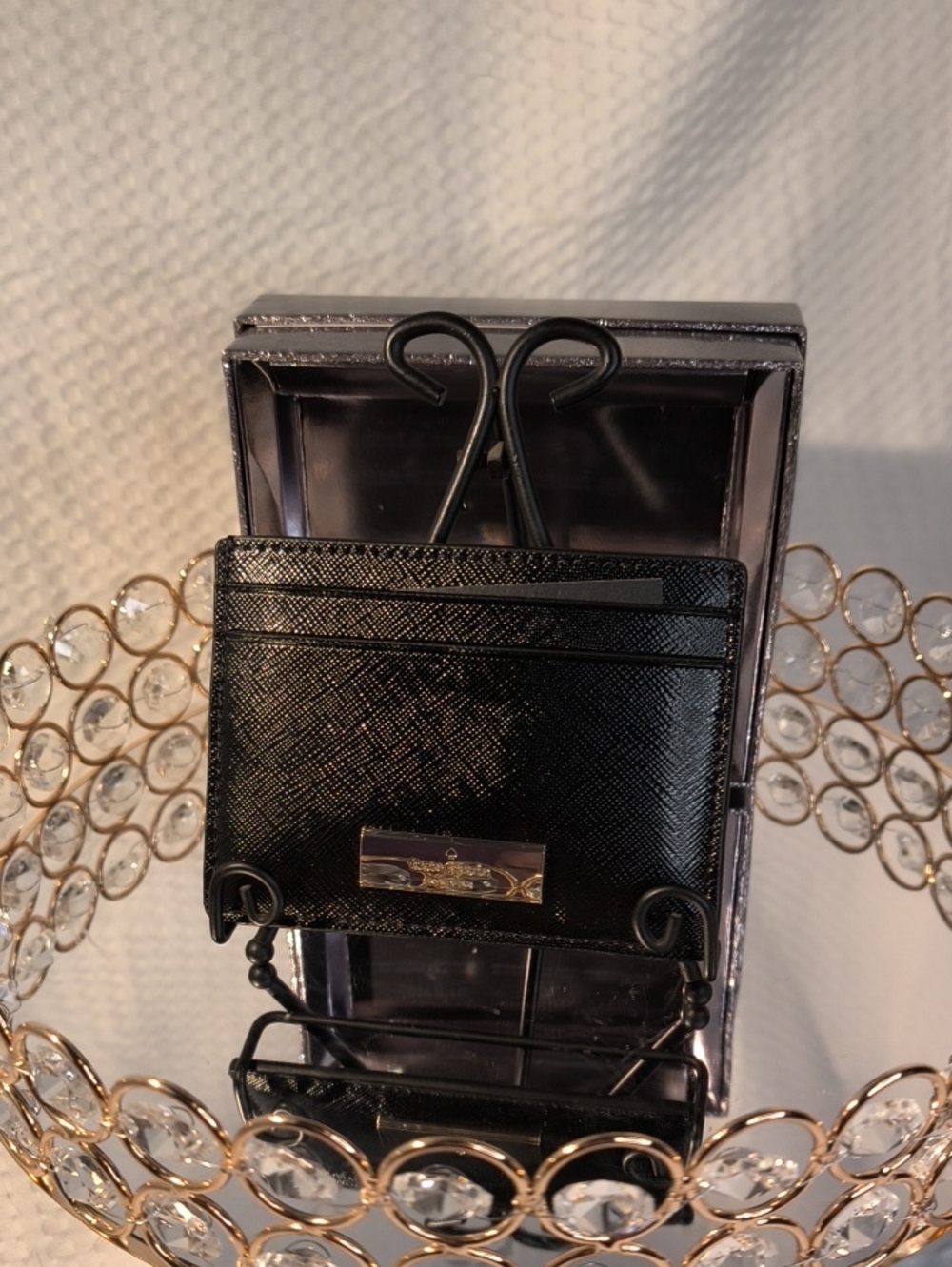 Kate Spade kenzie Black Saffiano Card & Key Holder KK045 $99 MSRP NWT